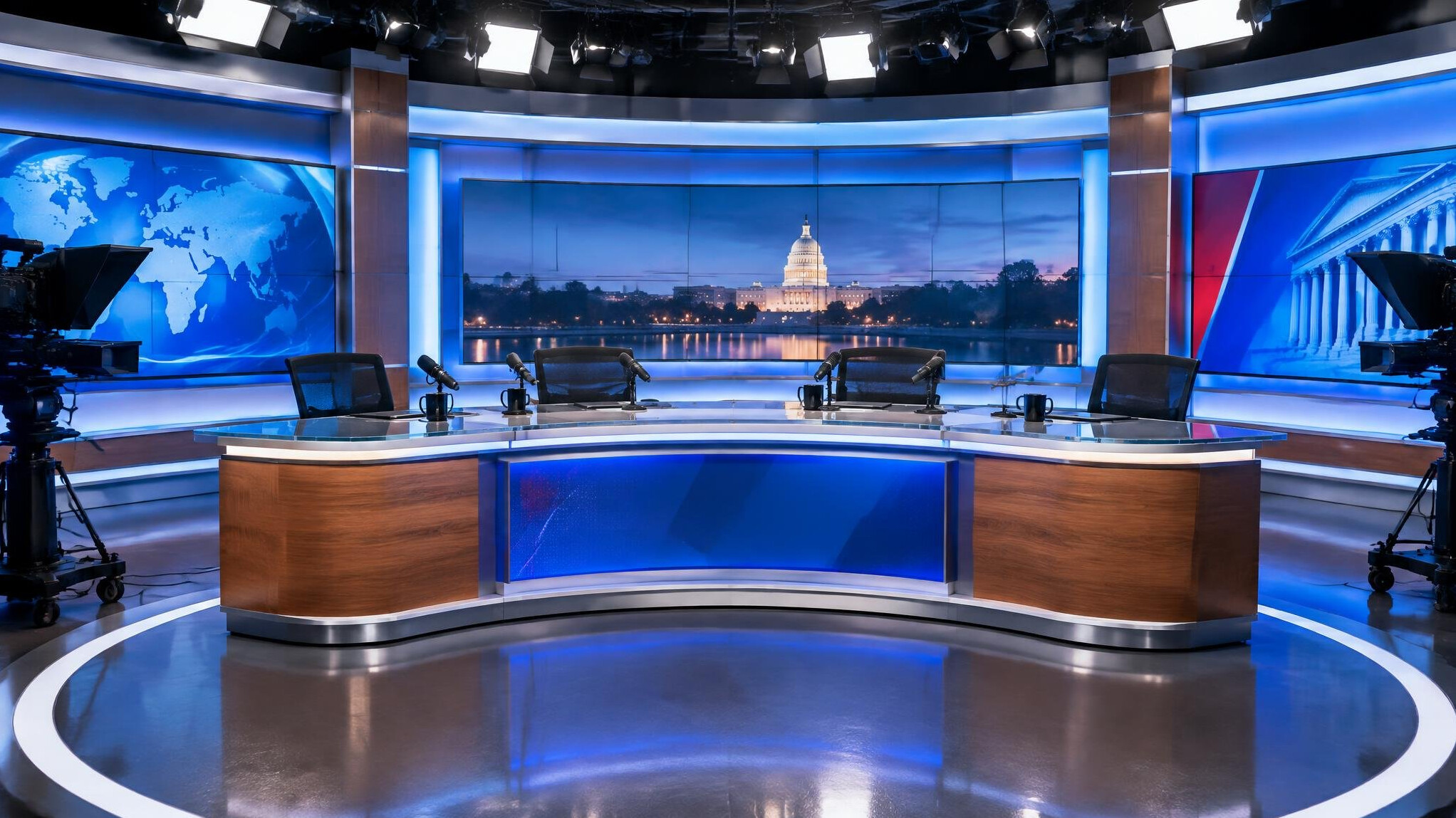 Professional broadcast microphone in a television studio