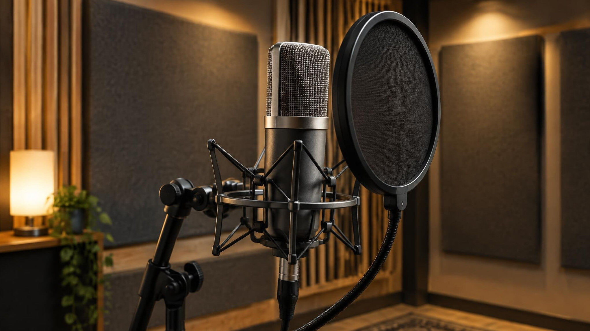 Studio microphone with pop filter