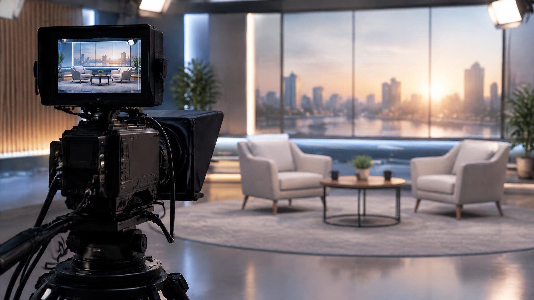 Cinema camera in a production studio